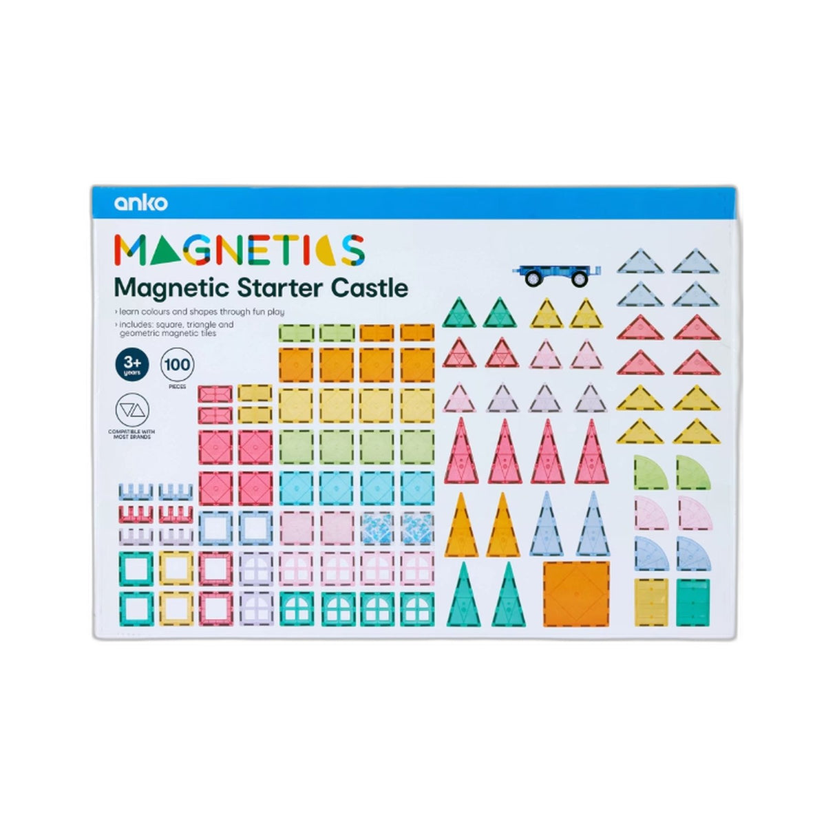 Magnetic Building Tiles Starter Castle 100 Pc Construction Set Ages 3+ DEMO