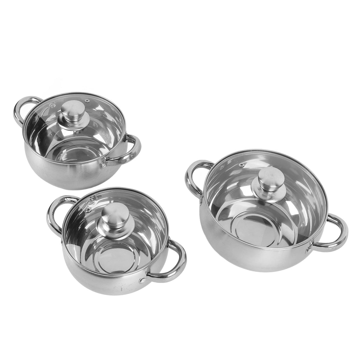 Fdit 3-Piece Stainless Steel Soup Pot Set Thick Non-Stick Bottom Cookware NEW
