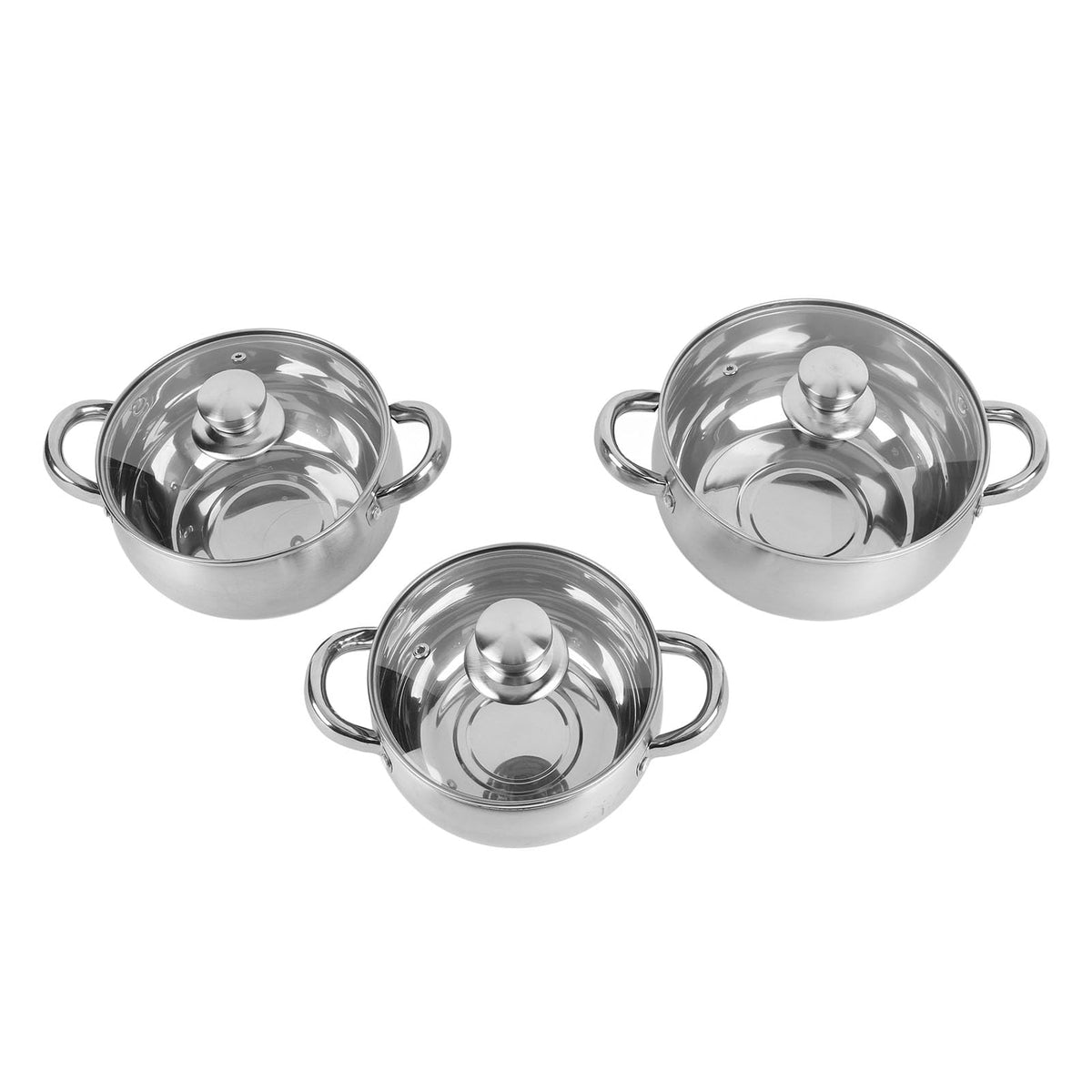 Fdit 3-Piece Stainless Steel Soup Pot Set Thick Non-Stick Bottom Cookware NEW