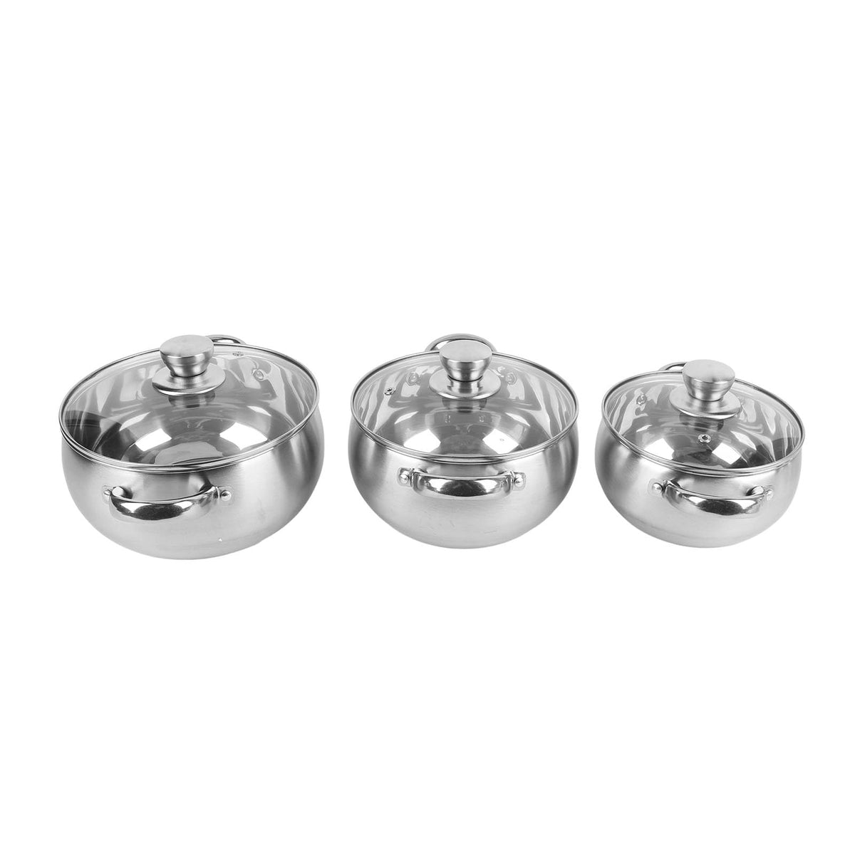 Fdit 3-Piece Stainless Steel Soup Pot Set Thick Non-Stick Bottom Cookware NEW