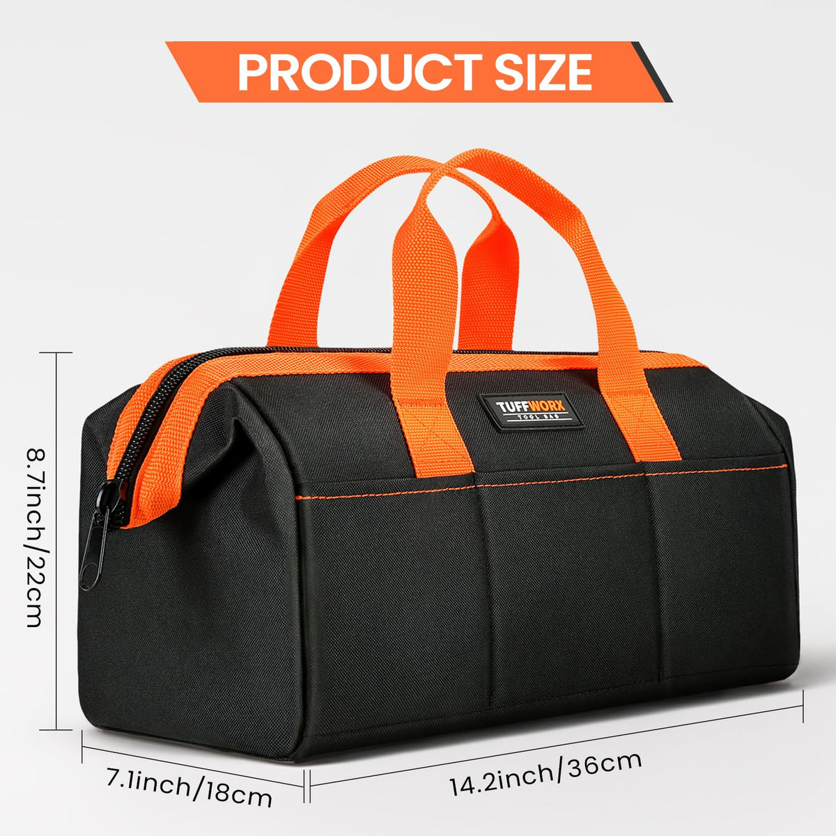 TUFFWORX Wide Open Mouth Tool Bag Multi-Pocket Heavy Duty Storage Organizer NEW