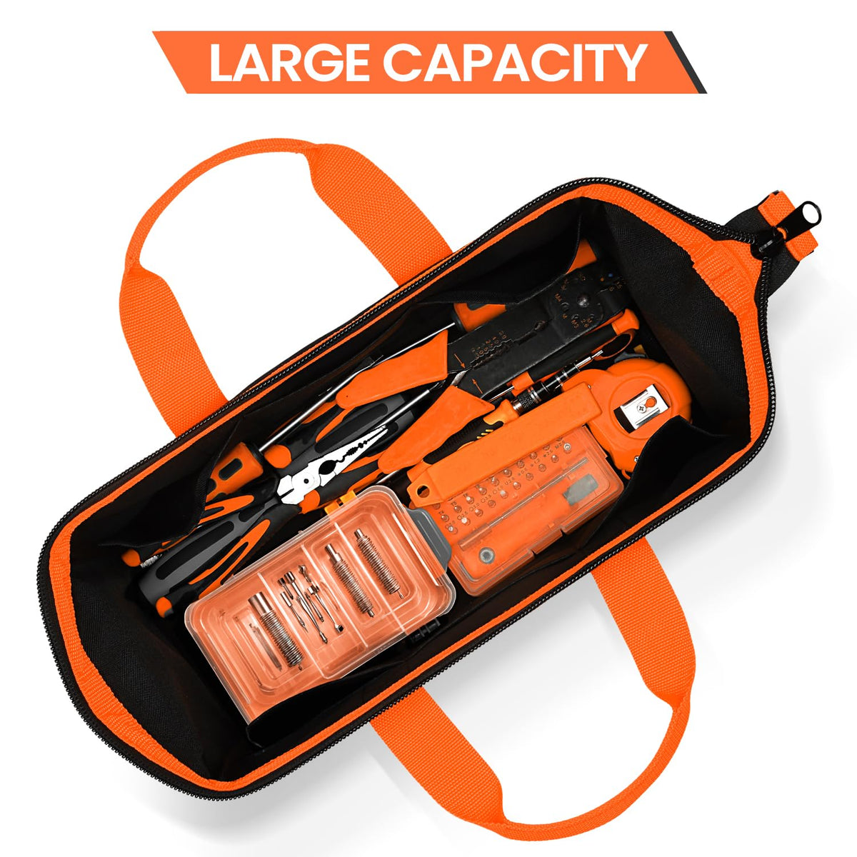 TUFFWORX Wide Open Mouth Tool Bag Multi-Pocket Heavy Duty Storage Organizer NEW