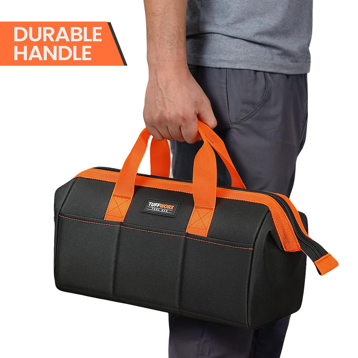 TUFFWORX Wide Open Mouth Tool Bag Multi-Pocket Heavy Duty Storage Organizer NEW