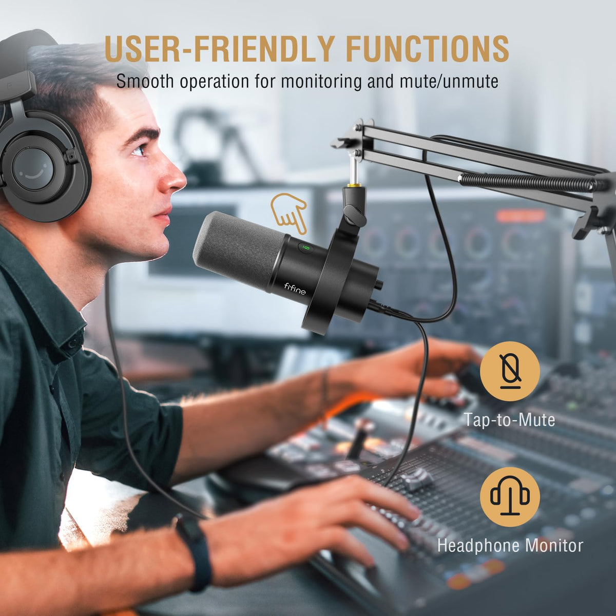 FIFINE Dynamic Microphone with Suspension Scissor Mic Stand Kit, XLR/USB NEW