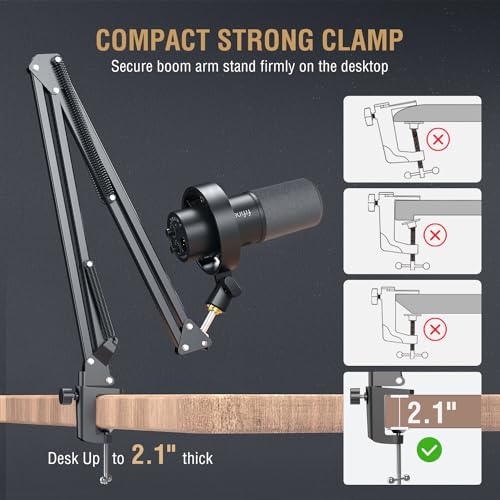 FIFINE Dynamic Microphone with Suspension Scissor Mic Stand Kit, XLR/USB NEW
