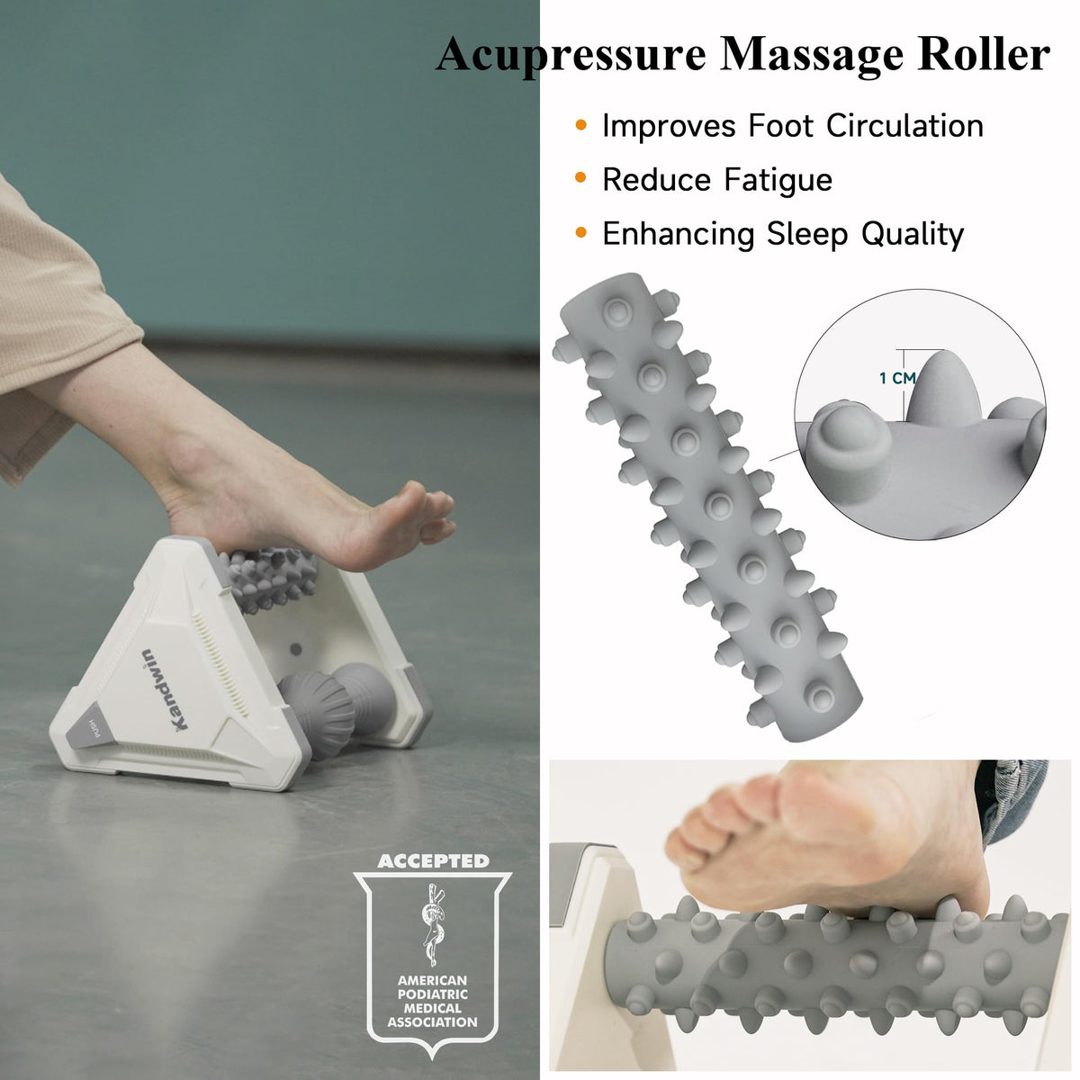 Kandwin Foot Massager Silicone Stainless Steel Circulation Pain Relief Grey NEW