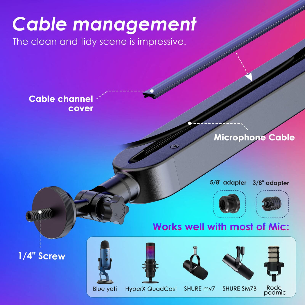 YOUSHARES Boom Stands Arm Mic Stand Heavy Duty Adjustable Extension Tube NEW
