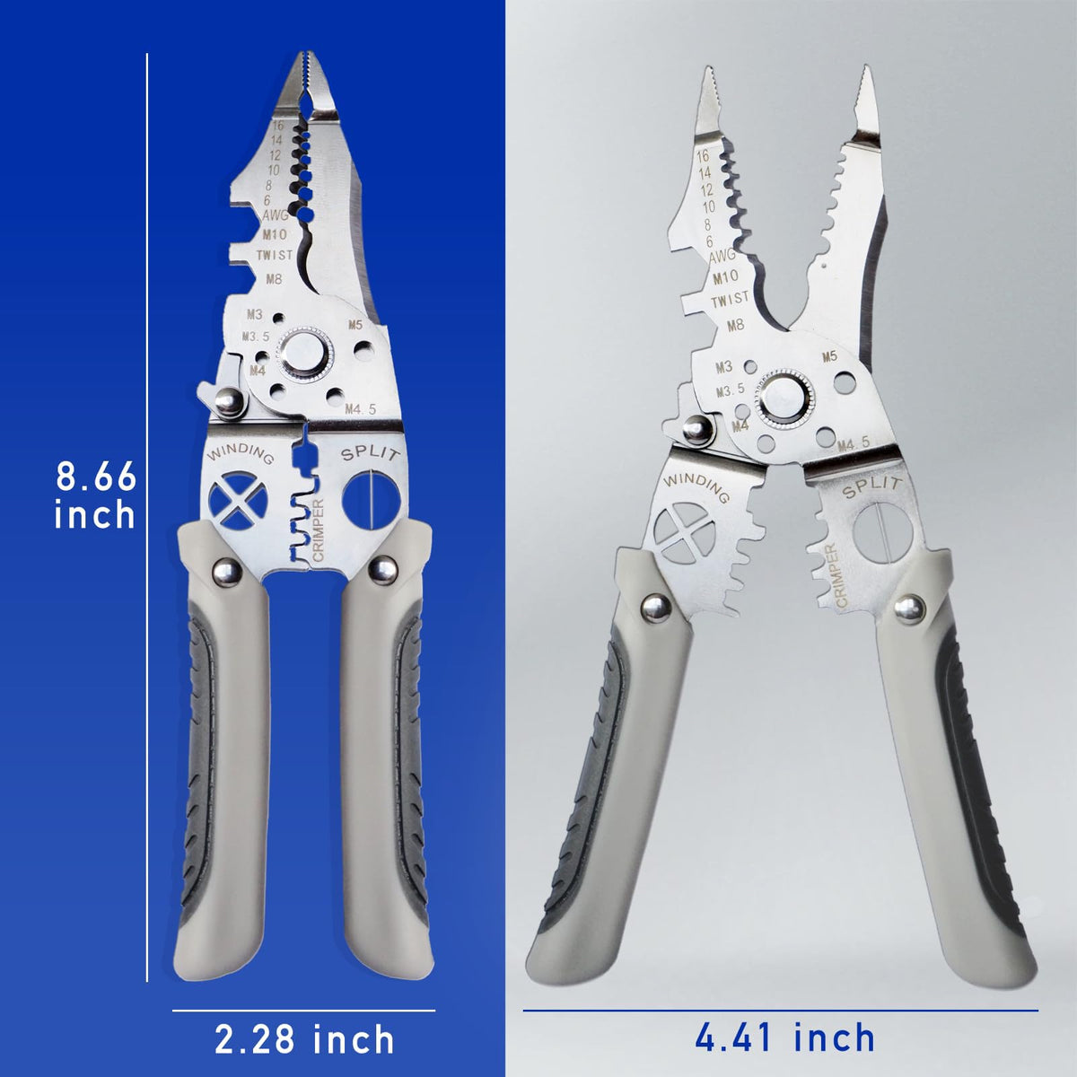 FLRMINGE 9-in-1 Wire Stripper Tool Cutter Crimper Adjustable Wirewhite NEW