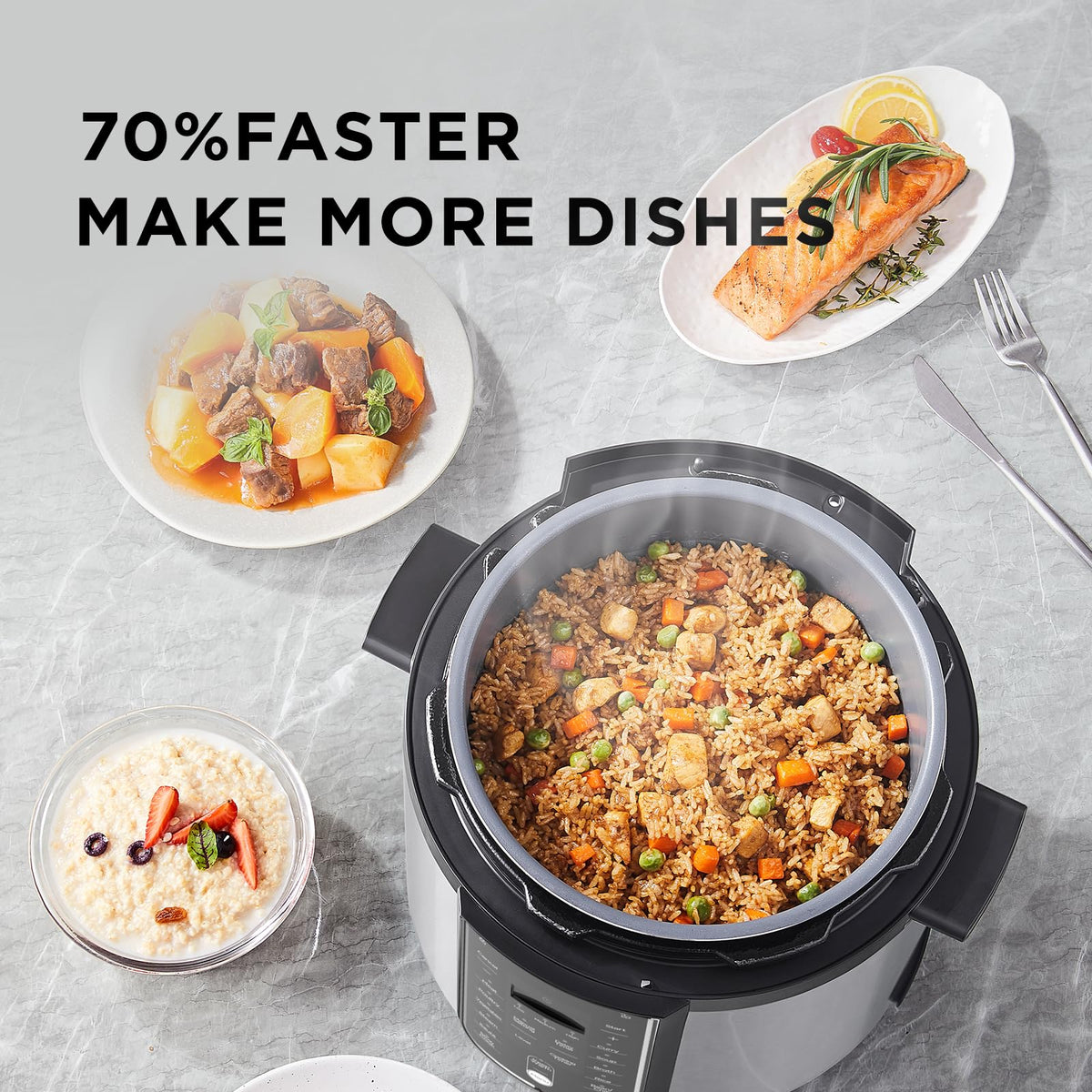 Midea 6L Electric Pressure Cooker Stainless Steel 12 Presets 24H Delay DEMO