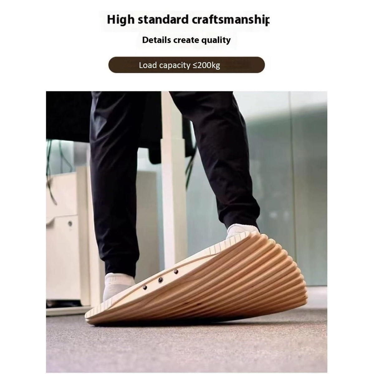 Wooden 360° Rocker Balance Trainer Board for Standing Desk, One Size NEW