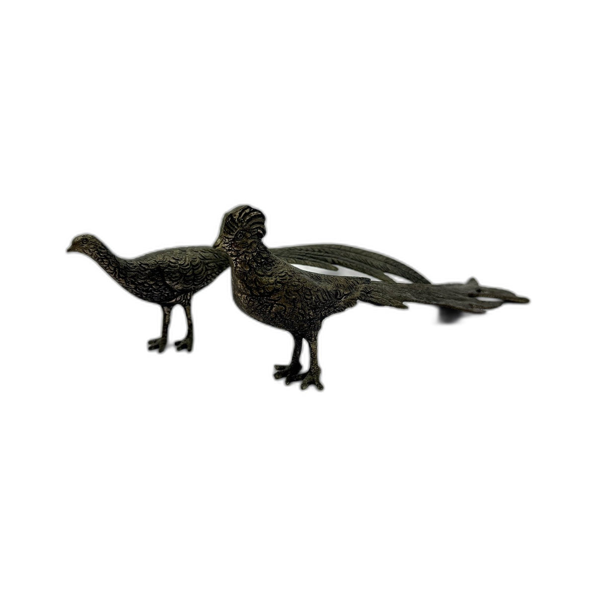 VINTAGE Metal Bird Pheasant Figurines Ornate Home Decor Ornaments 20cm