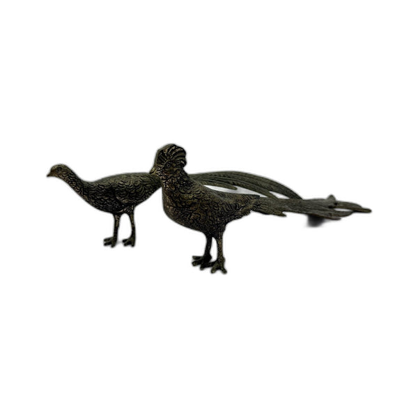 VINTAGE Metal Bird Pheasant Figurines Ornate Home Decor Ornaments 20cm