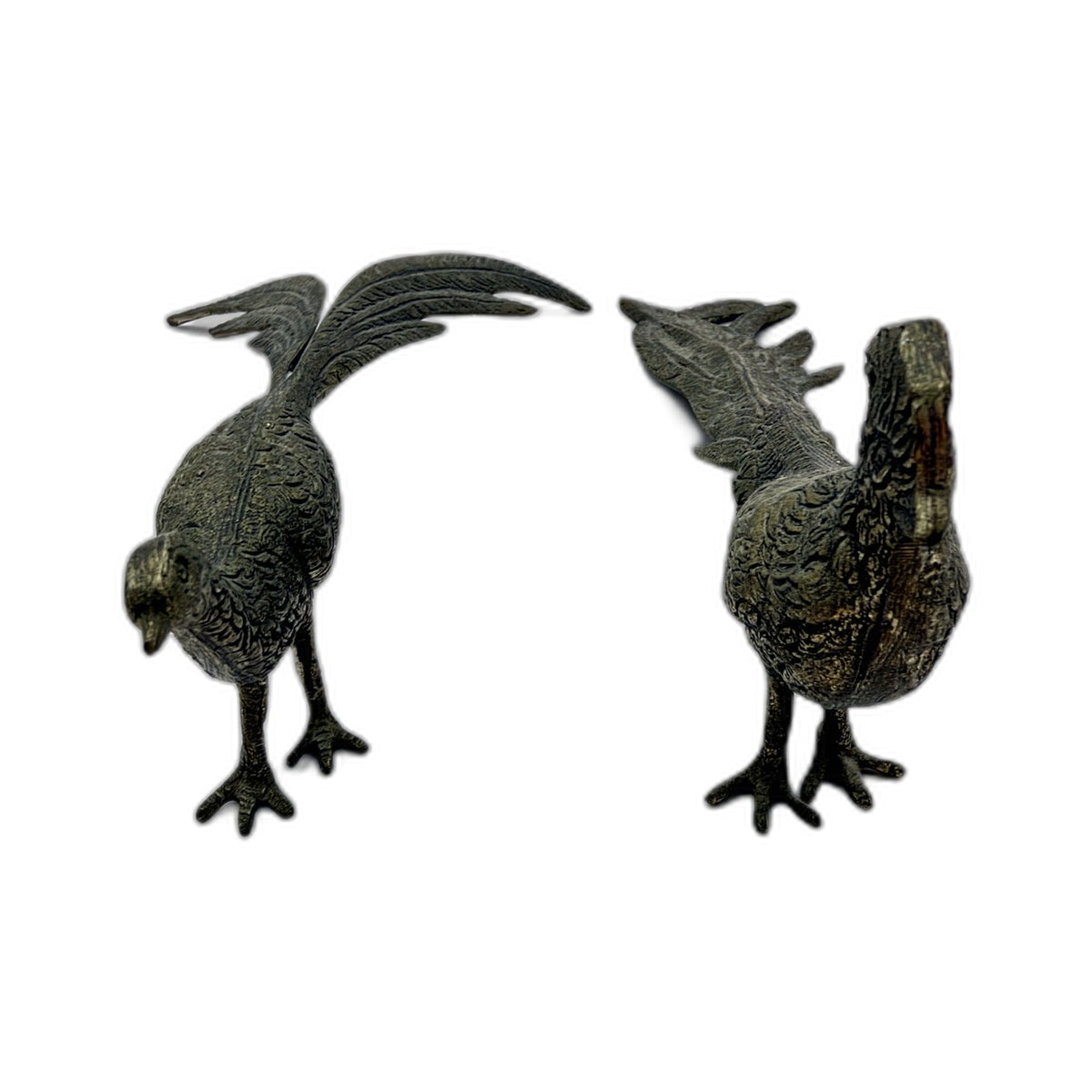 VINTAGE Metal Bird Pheasant Figurines Ornate Home Decor Ornaments 20cm