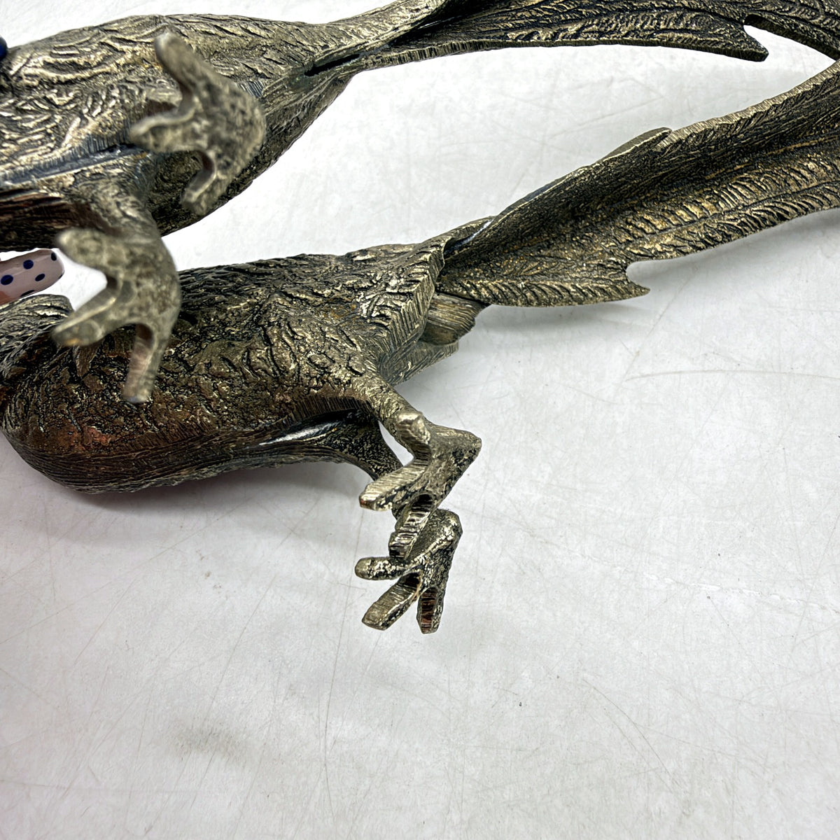 VINTAGE Metal Bird Pheasant Figurines Ornate Home Decor Ornaments 20cm