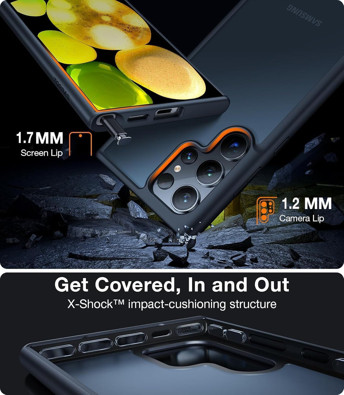 TORRAS Shockproof Basic Cases Black Case for Samsung Galaxy S25 Ultra 6.8" NEW