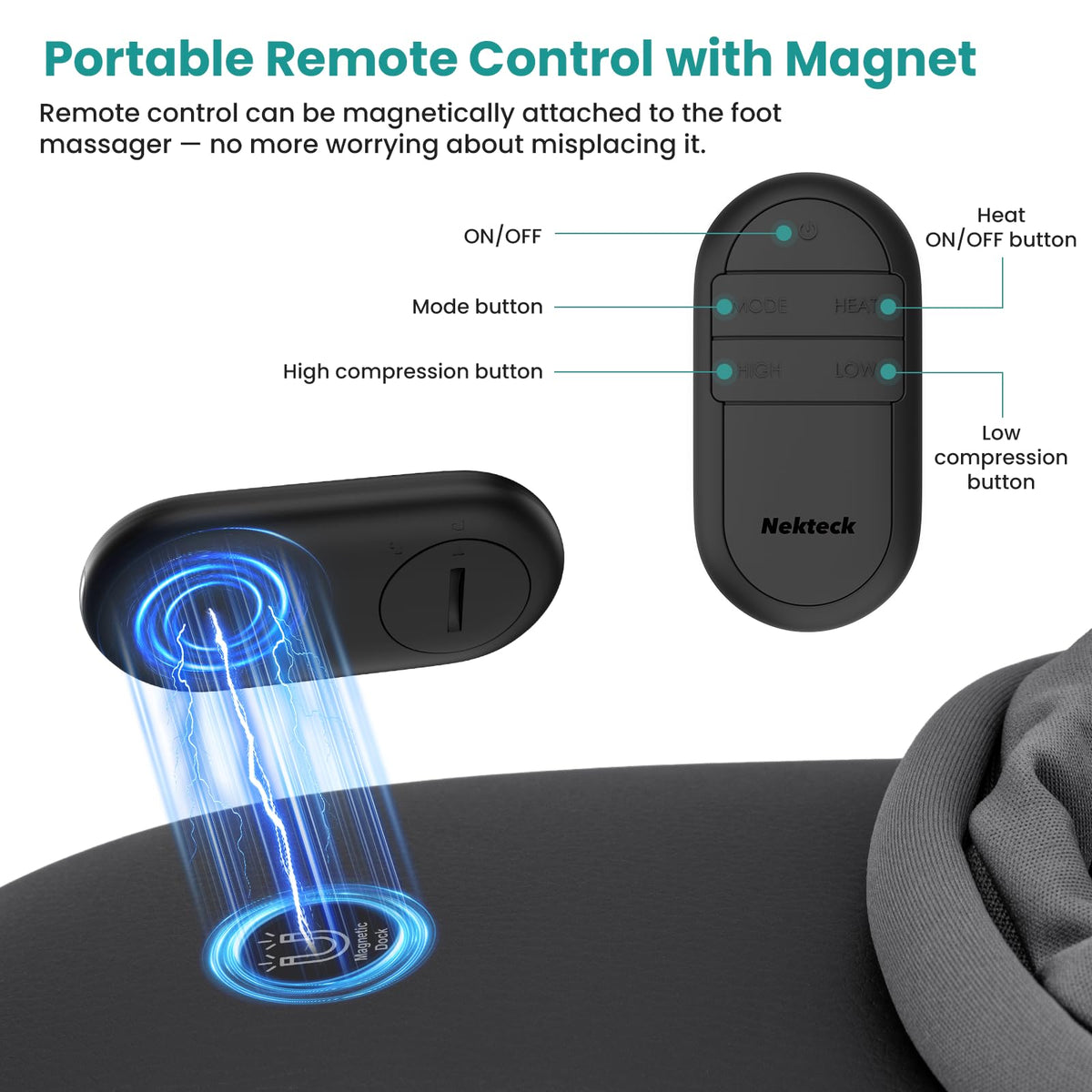 Nekteck Electric Foot Spa Massager with Heat & Remote Control Gray NEW