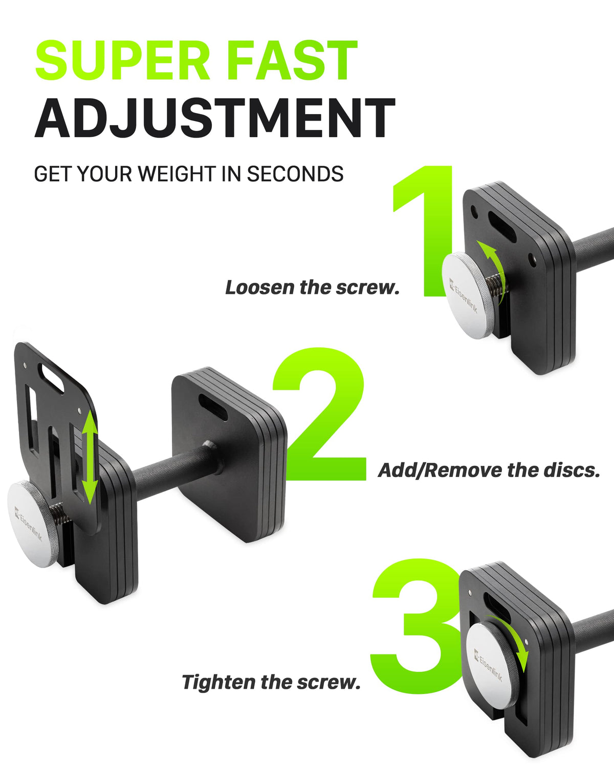 Eisenlink Adjustable Dumbbells Dumbbell 4-20kg Alloy Steel Single 2kg NEW