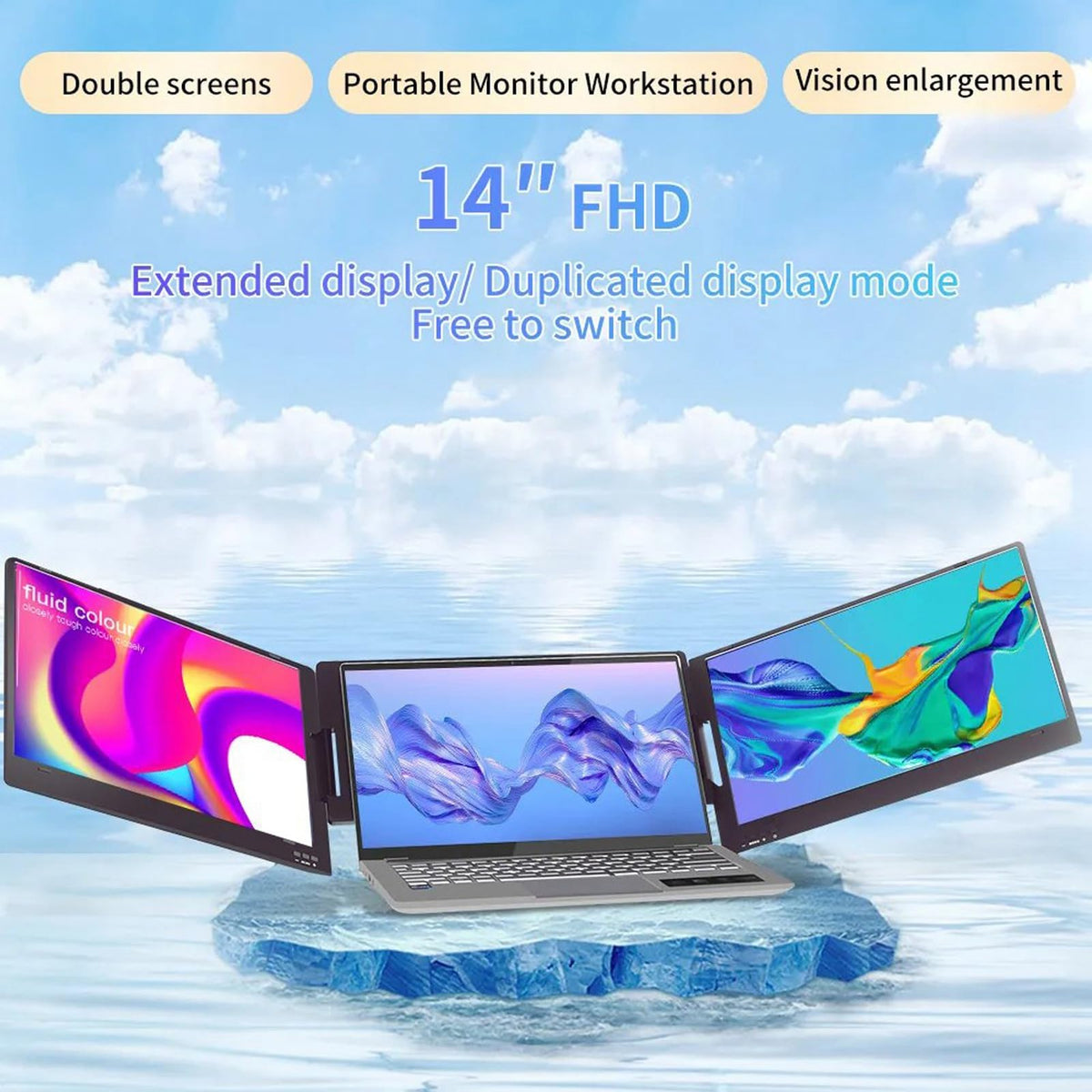 Zopsc 14 Monitors Inch FHD IPS Dual Screen Extender USB Type C Port NEW