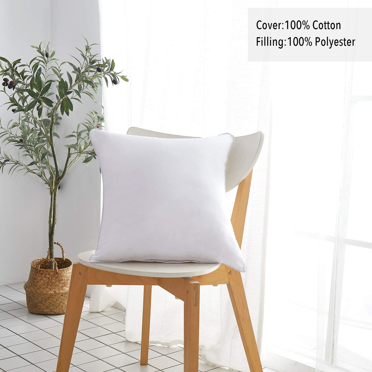 Oubonun White Throw Pillow Inserts 50x50 cm Set of 2 Pack NEW