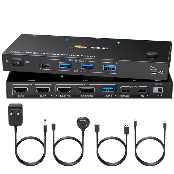 AOOCOO USB-C Docking Station KVM Switch Dual Monitor Displayport DEMO