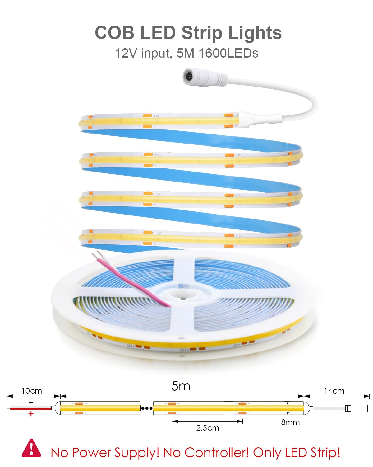 ALITOVE COB LED Strips LED Light Strip Natural White 4000K - High CRI NEW