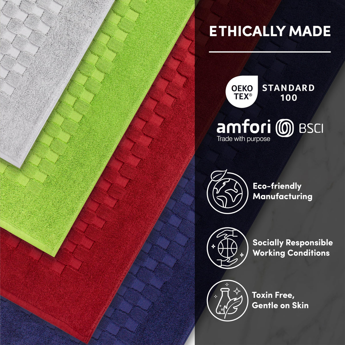 Trends Alley Machine Washable Green Glow Bath Mat Set 50x80cm 2 Piece Towels NEW