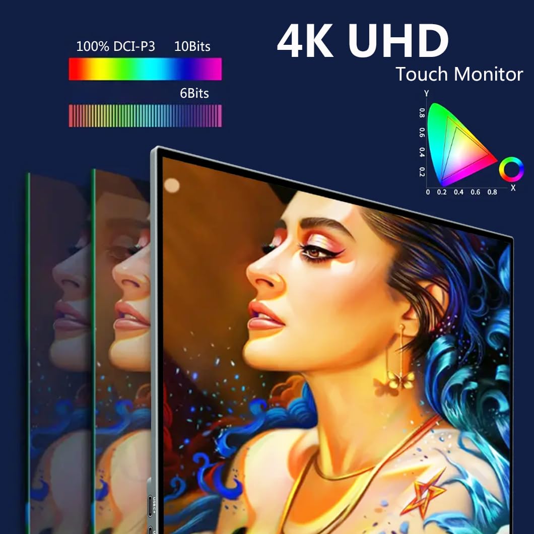 Magedok 17.3" Monitors 4K Touchscreen Portable Monitor UHD - Black NEW