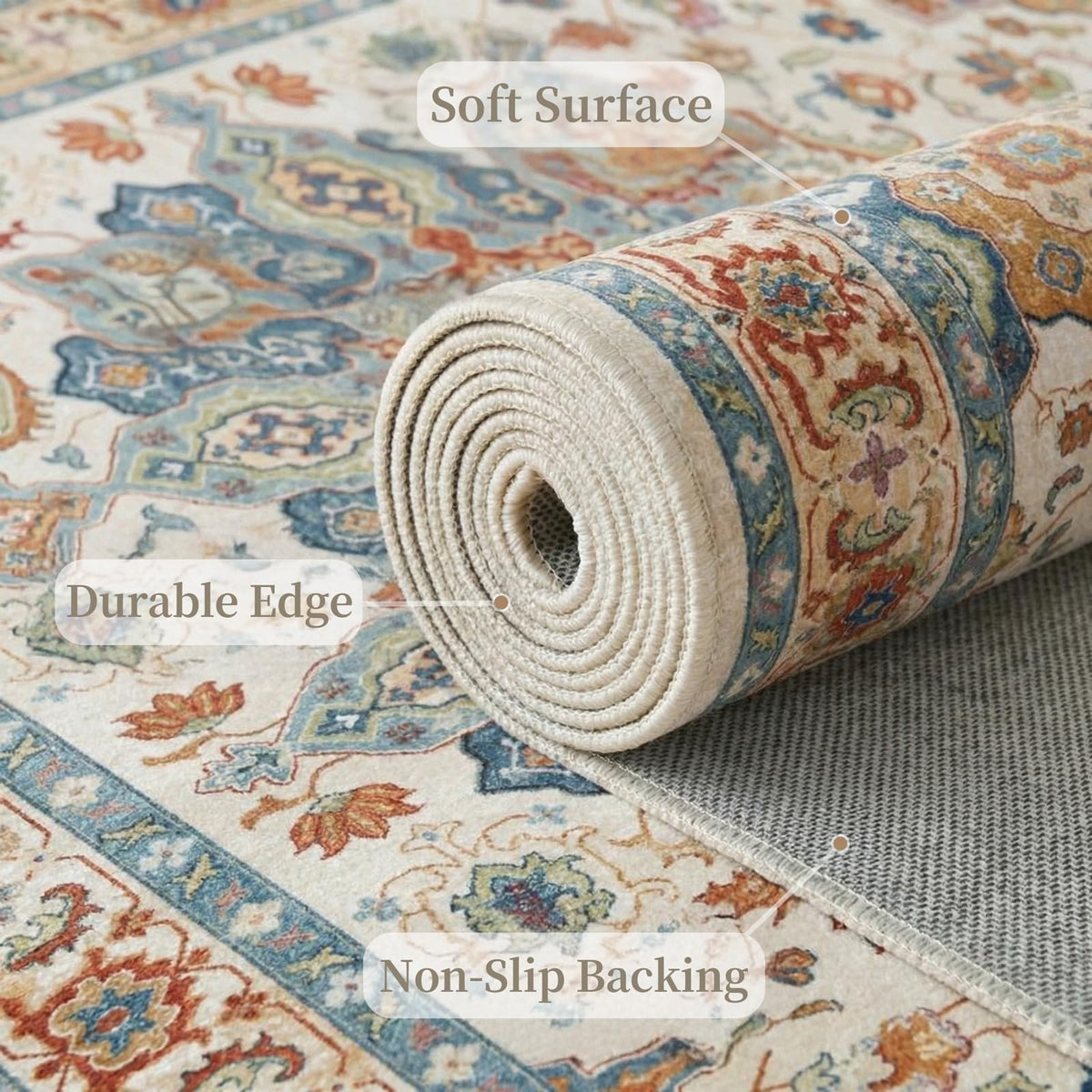 UZU Vintage Runners Boho Non-Slip Washable Runner Rug 60x300cm | Hallway NEW