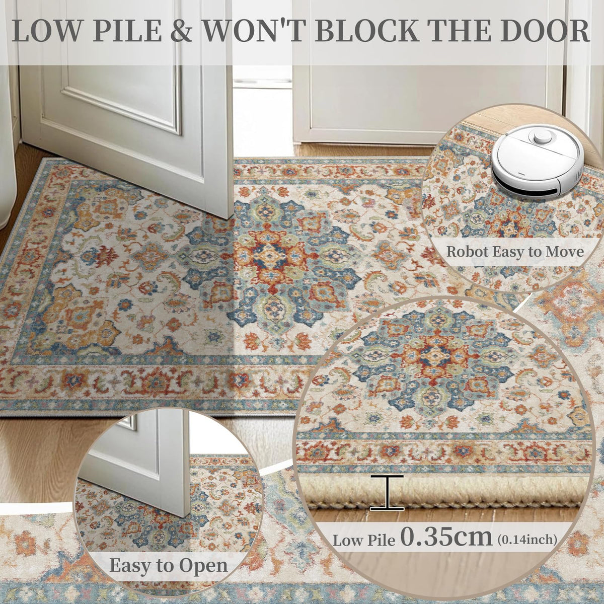 UZU Vintage Runners Boho Non-Slip Washable Runner Rug 60x300cm | Hallway NEW