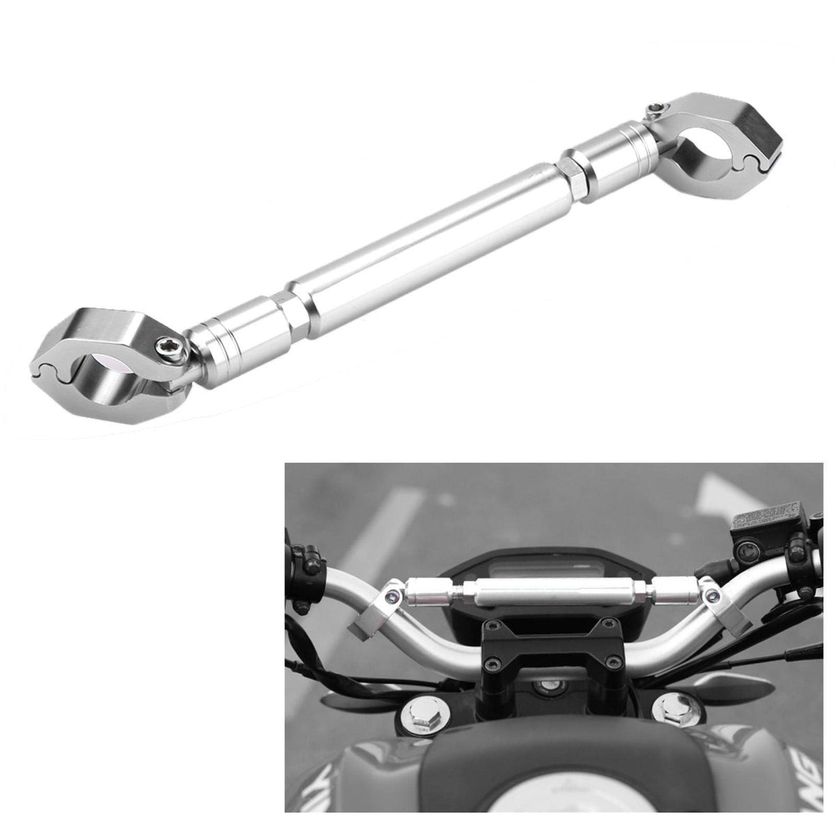 Akozon Motorcycle Handlebar Cross Bar Aluminum Silver Professional NEW