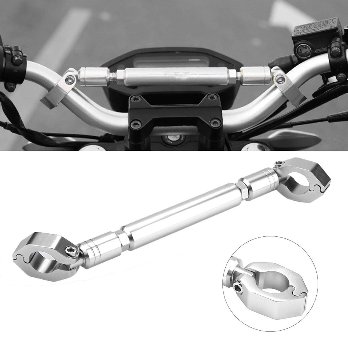 Akozon Motorcycle Handlebar Cross Bar Aluminum Silver Professional NEW