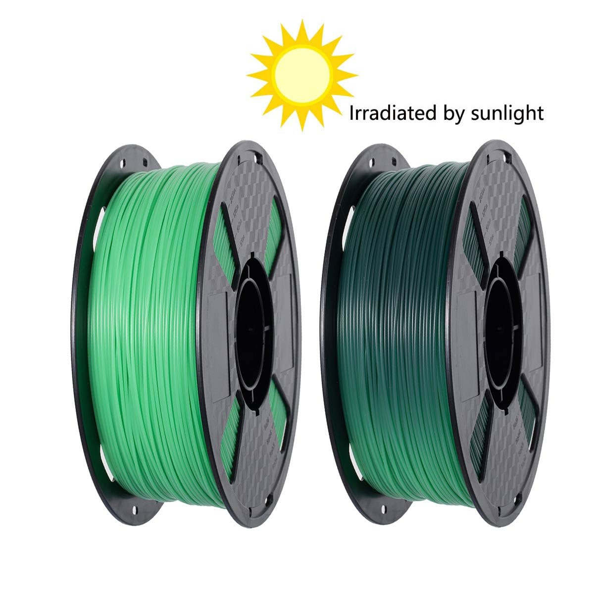 CC3D UV Color Changing PLA Filament 1.75mm Light to Dark Green NEW