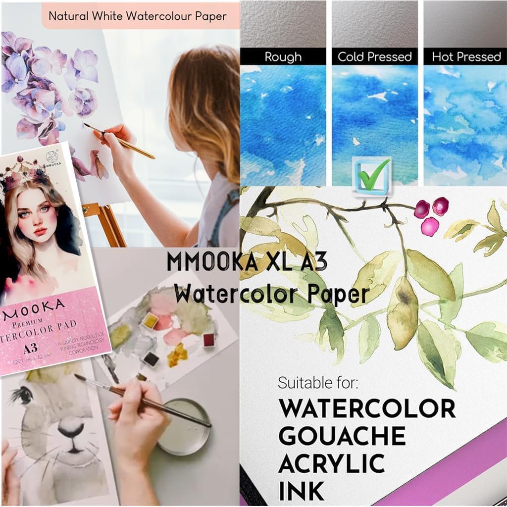 Glowify XL A3 Watercolor Textured Paper Pad for Artists Drawing Sketch NEW