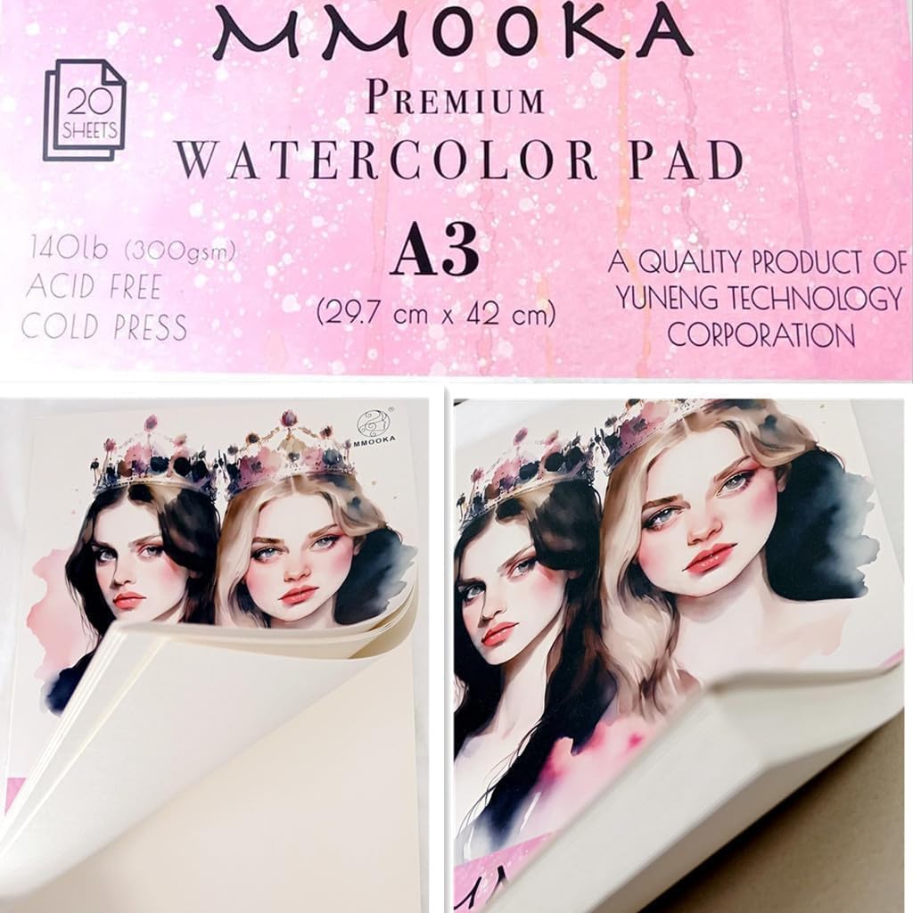 Glowify XL A3 Watercolor Textured Paper Pad for Artists Drawing Sketch NEW