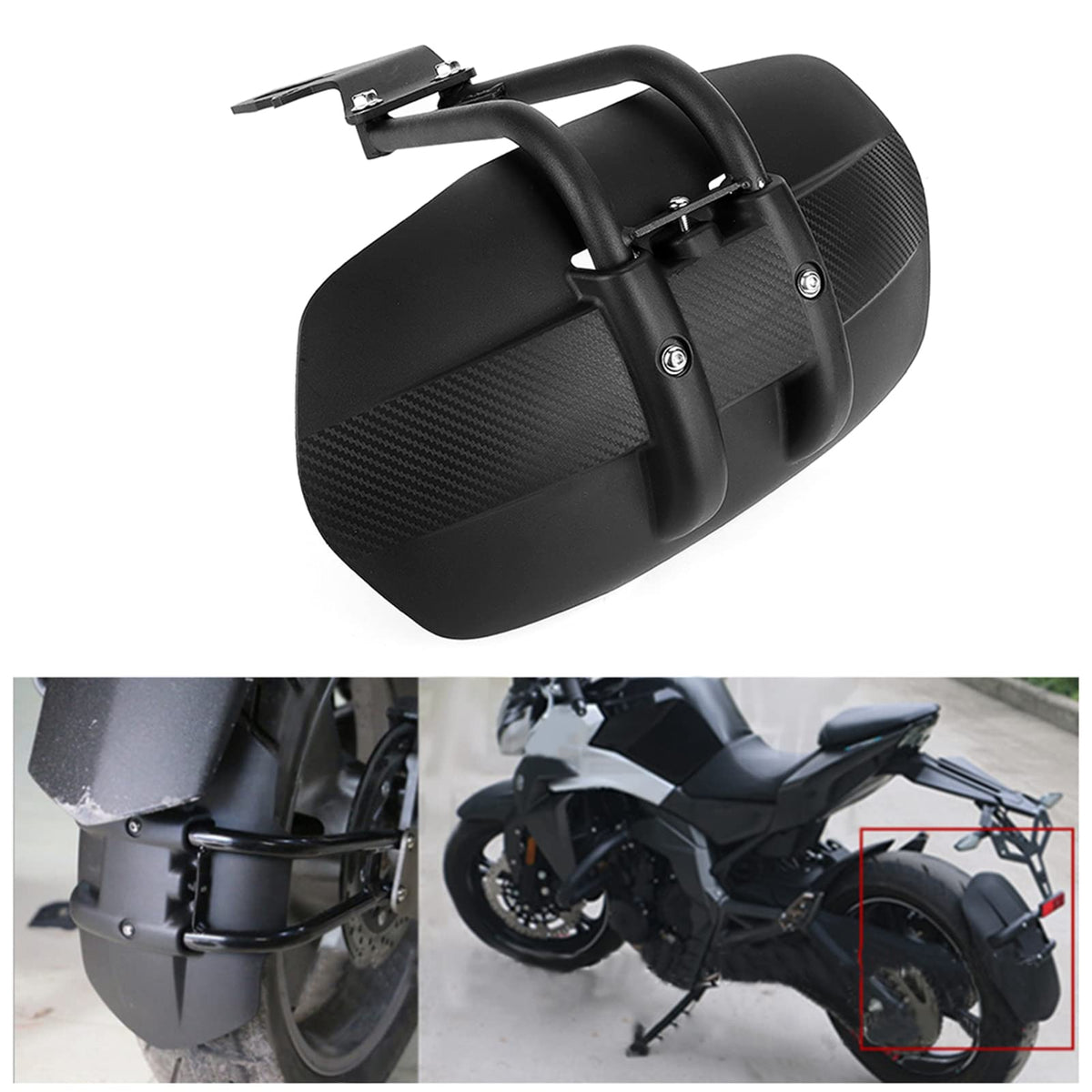 SOULONG Universal Motorcycle Rear Mudguard Water Shield - Black NEW