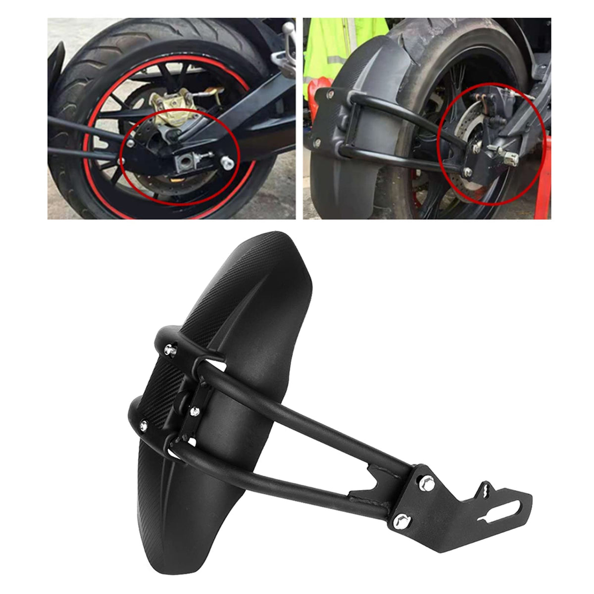 SOULONG Universal Motorcycle Rear Mudguard Water Shield - Black NEW