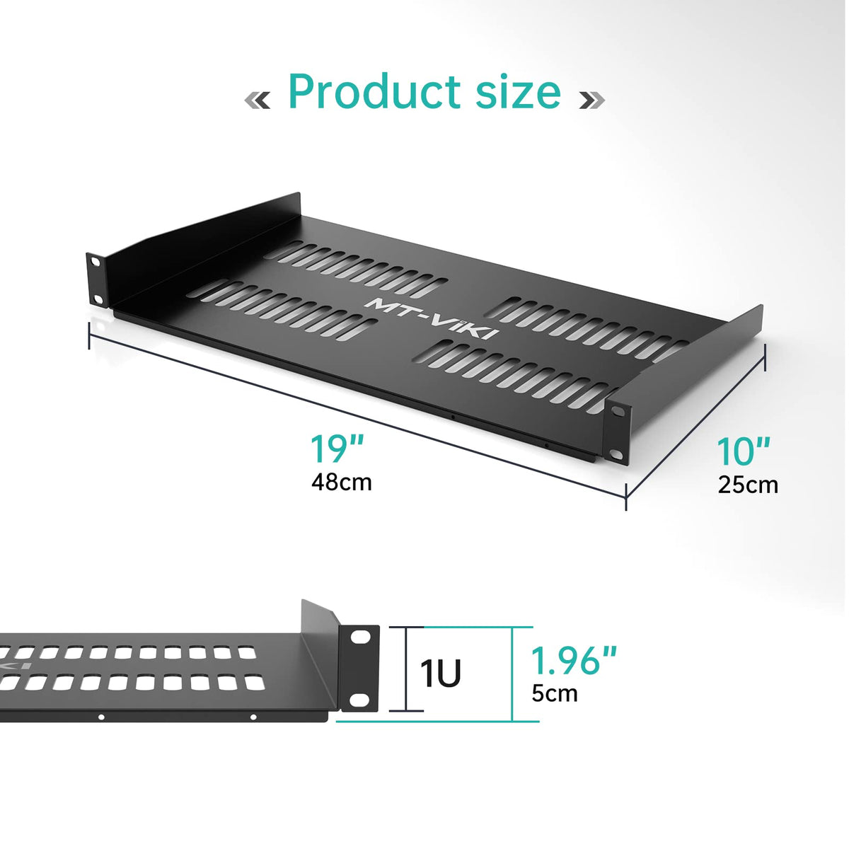 MT-VIKI 1U Accessories 19" Rack Shelf Perforated Server Cabinet Black 2 Pack NEW