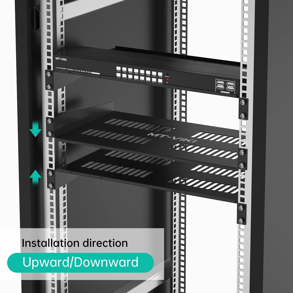 MT-VIKI 1U Accessories 19" Rack Shelf Perforated Server Cabinet Black 2 Pack NEW