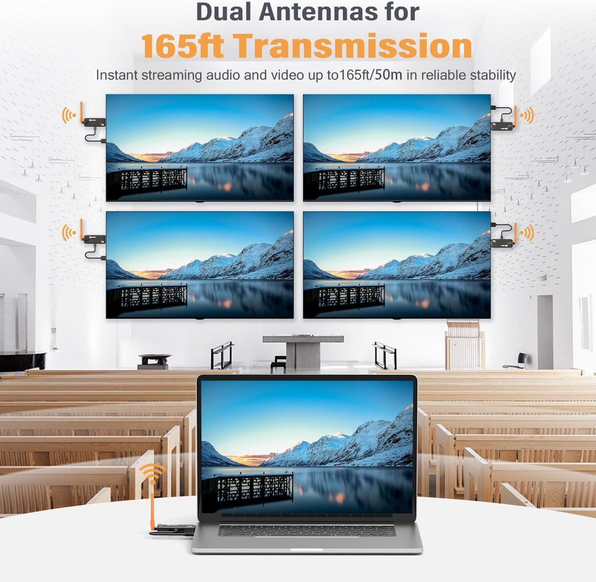 WELUSOPU Wireless Streaming Clients HDMI Transmitter Receiver 165FT Orange DEMO
