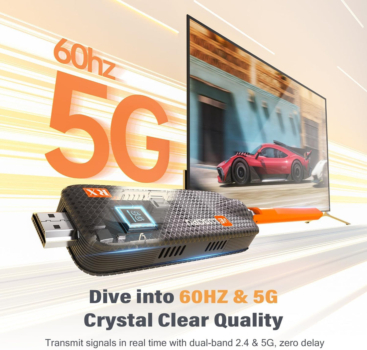 WELUSOPU Wireless Streaming Clients HDMI Transmitter Receiver 165FT Orange DEMO