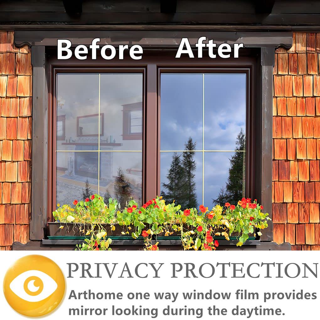 Arthome One Way Window Film Silver Daytime Privacy UV Blocking 60cm x 254cm NEW