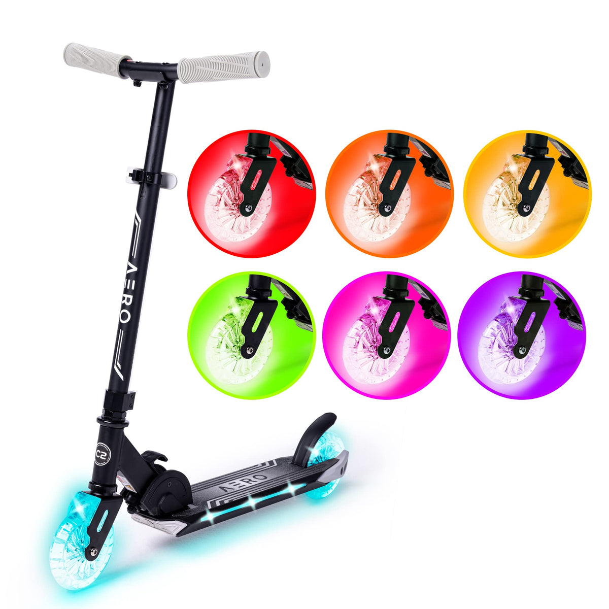 AERO MOBILITY Scooters Two-Wheel Kick Scooter for Kids 5-8 Black Grey DEMO