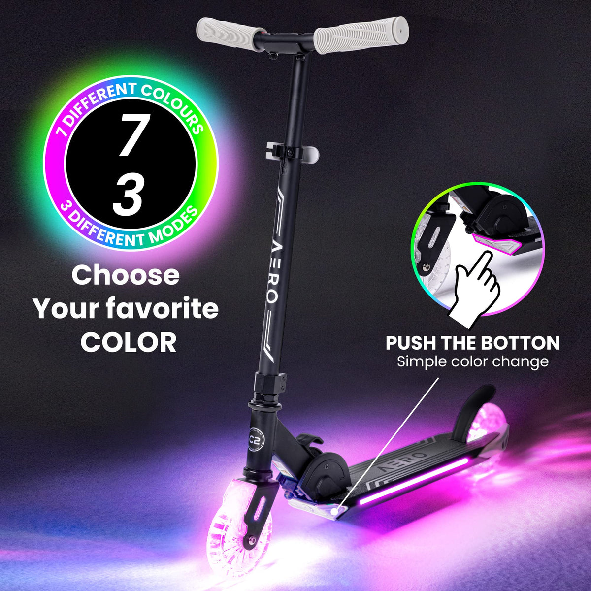 AERO MOBILITY Scooters Two-Wheel Kick Scooter for Kids 5-8 Black Grey DEMO