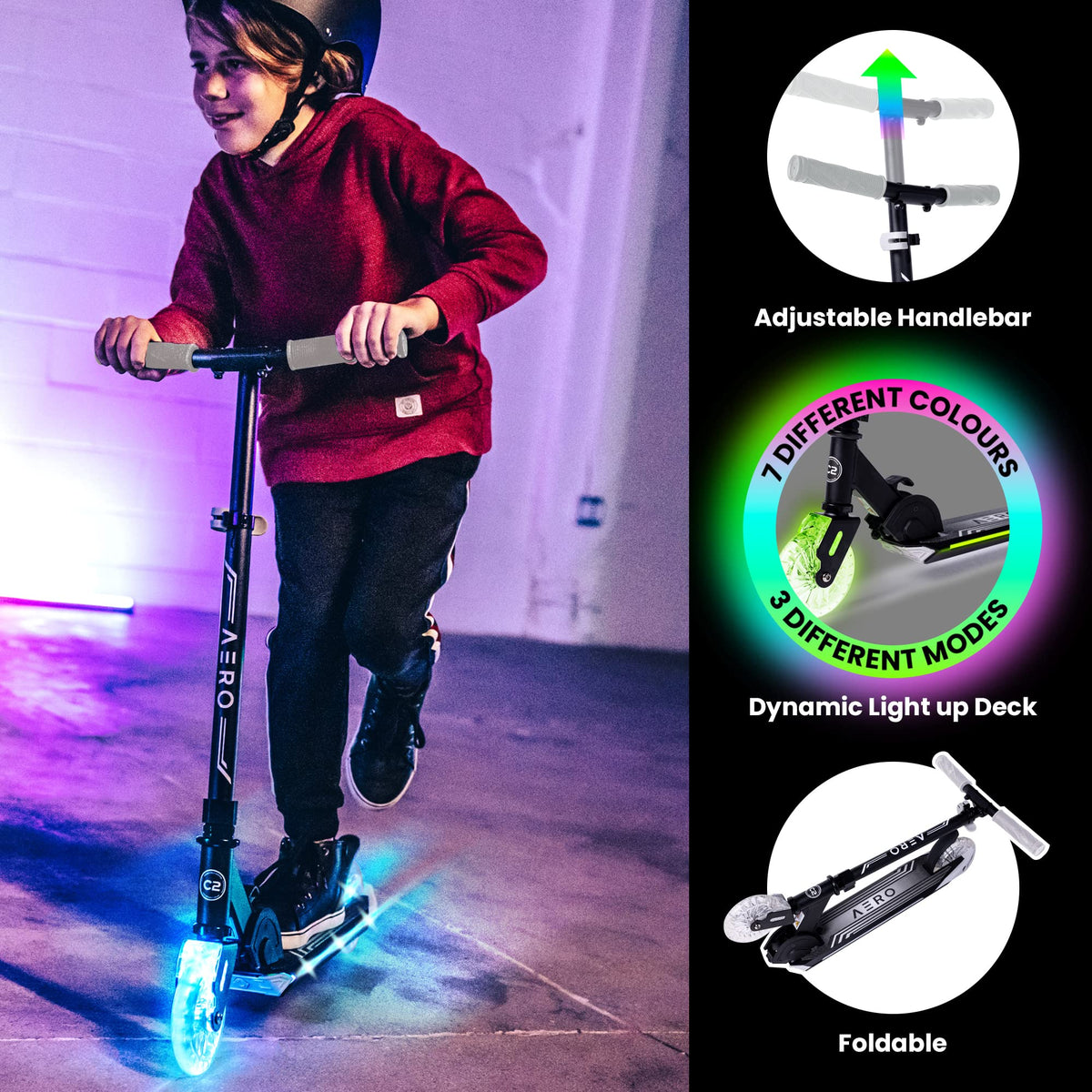 AERO MOBILITY Scooters Two-Wheel Kick Scooter for Kids 5-8 Black Grey DEMO