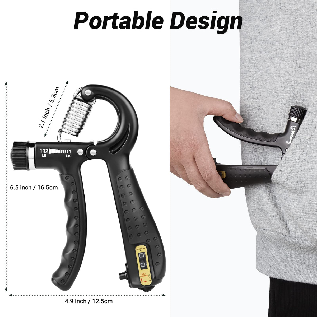 EPKAOZEY Hand Grip Strengthener 2 Pack Adjustable Resistance Black DEMO