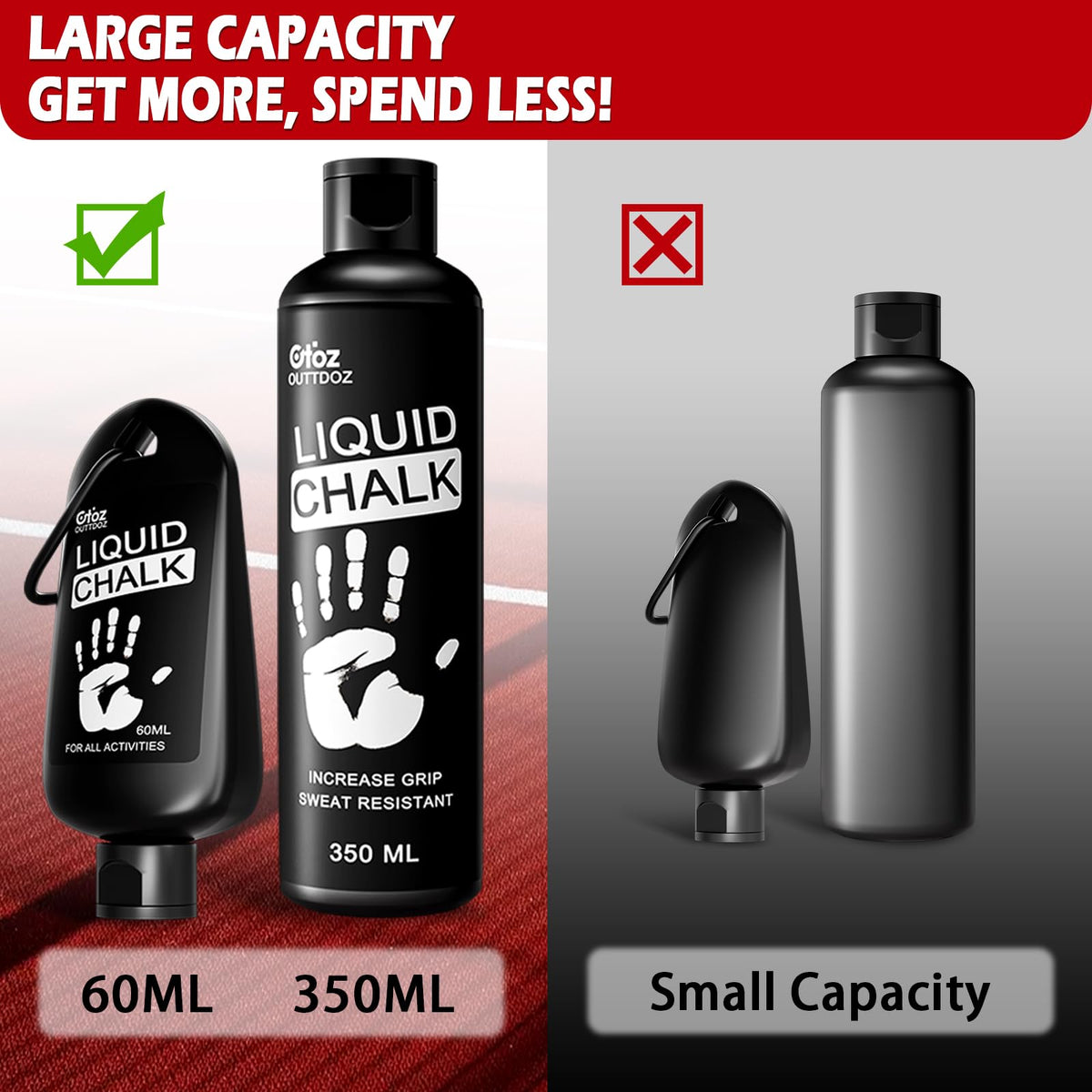 OUTTDOZ Liquid Chalk Gymnastics Climbing Weightlifting White 350ML & 60ml NEW