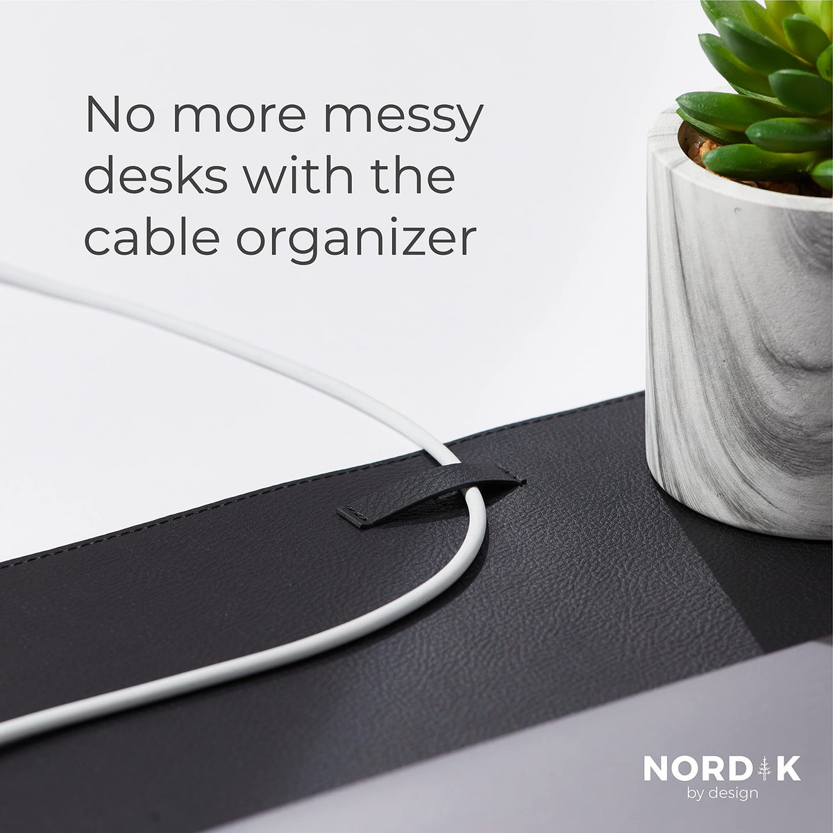Nordik By Mouse Pads Design Leather Desk Mat Cable Organiser Pebble Black NEW