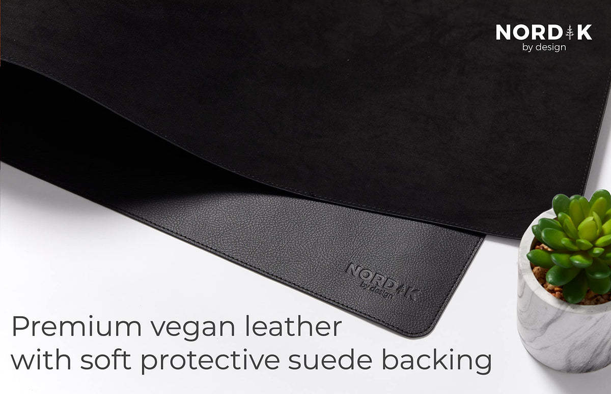 Nordik By Mouse Pads Design Leather Desk Mat Cable Organiser Pebble Black NEW