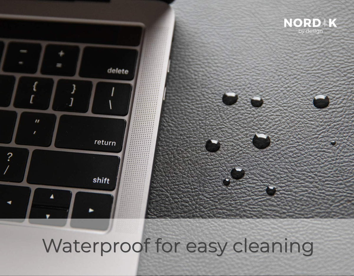 Nordik By Mouse Pads Design Leather Desk Mat Cable Organiser Pebble Black NEW