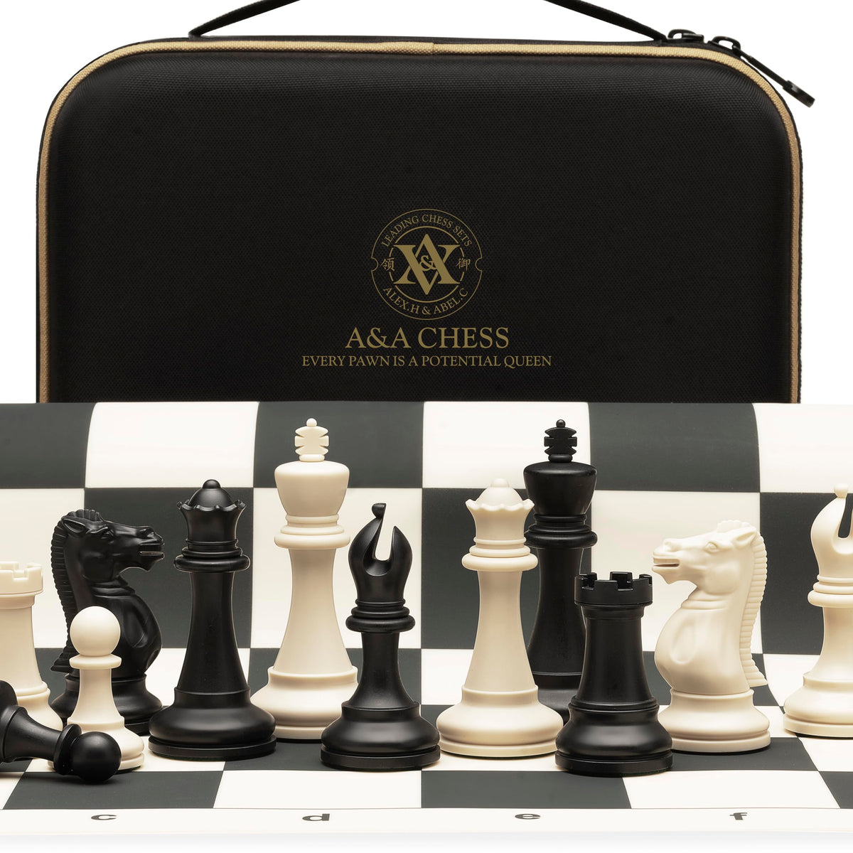 A&A 20 Inch Foldable Chess Set Off-White Silicone Board Tournament Size 20 NEW